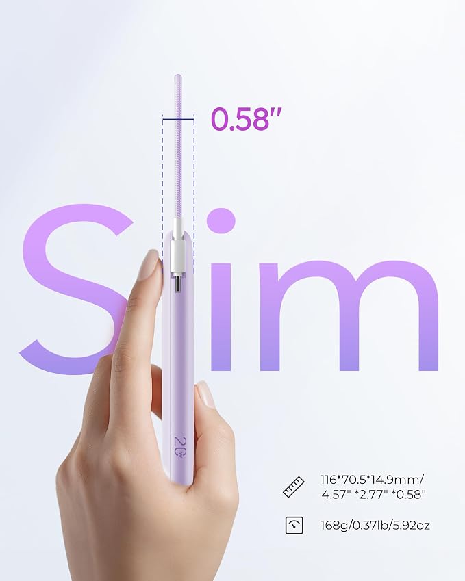 VIYISI 0.58” Slim Portable Charger Small 10000mAh with Built-in USB C Cable | 20W Compact Power Bank Fast Charging Battery Pack Stylish Travel Essential for iPhone 17 16 15 Samsung S25 A16 Android-Purple - Image 2