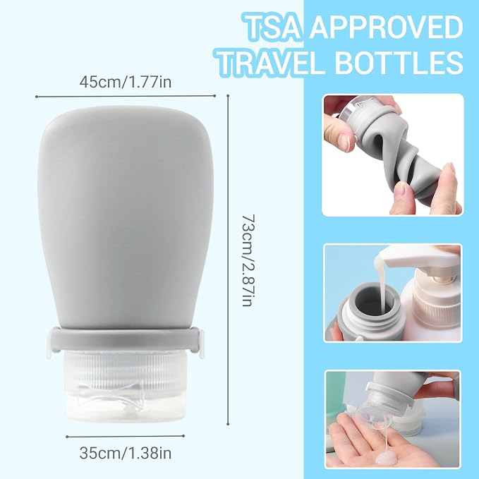 Starfa 4 Pack Silicone Travel Bottles (1oz),Leakproof Mini Lotion Bottles & Dressing Containers with Lids,Reusable Toiletry Squeeze Tubes for Shampoo,Conditioner,and Condiments - Image 2