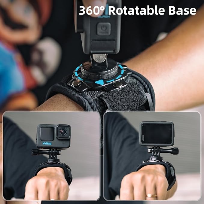 Wrist Strap Mount Compatible with GoPro Hero 13/12/11/10/9/8/7//6/5 Black,DJI Osmo Action 5 pro/4/3,Insta 360 ONE R,AKASO/Campark and More - Image 2