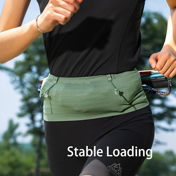 AONIJIE Running Belt with 250ml Soft Flask for Women and Men Lightweight & Non-slip Black Fanny Pack Fits All Size Phones Passport and More (Light Green, XL) - Image 3