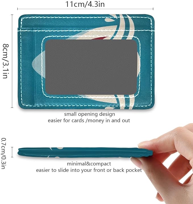 Front Pocket Minimalist Leather Slim Wallet Credit Card Holder Shark Tooth for Men & Women - Image 5