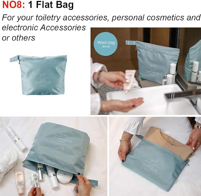 Packing Cubes for Travel, 8 Pcs Set | Luggage Organizers with Shoe Bag and Toiletry Bag, Classification and Storage, Save Storage Space and Luggage Packing Time - Image 6