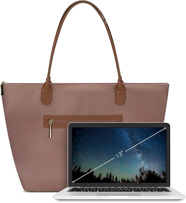 Nylon Tote Bag for Women with Zipper, Travel Shoulder Purses | Lightweight Large Laptop Shoulder Handbag with Zipper, Spacious Purse for Gym and Shopping - Image 7