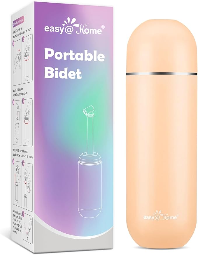 easy@Home Portable Travel Bidet - Peri Bottle for Postpartum Care Brown | Handheld Sprayer Kit, 380mL (12.8oz), BPA-Free Personal Hygiene for Women & Men | EPB-01 Brown by EasyHome