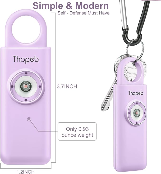 Personal Safety Alarm for Women – Superior Loud Siren & SOS Strobe | Premium Compact & Well-crafted Self Defense Keychain Alarm, College Dorm Essential, Variety of Colors (Purple) - Image 2
