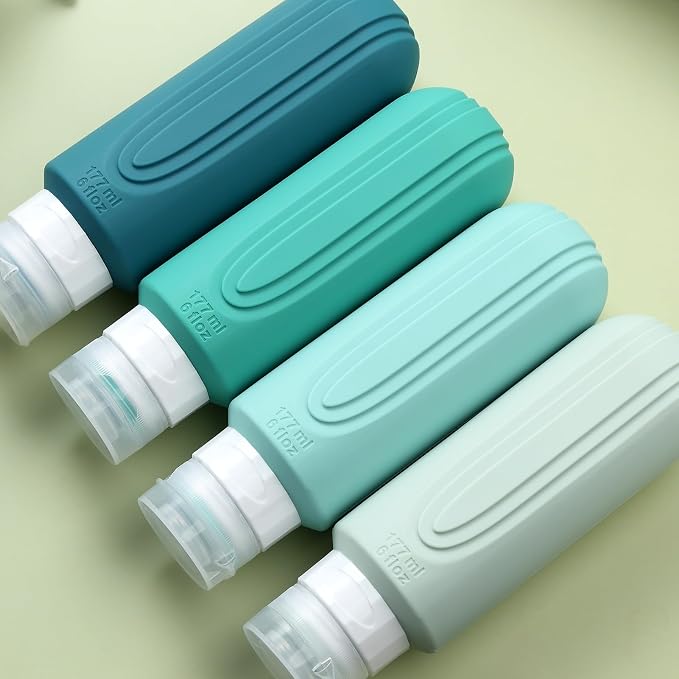 Mrsdry Travel Bottles for Toiletries, Large 6oz Oversize Containers, BPA Free Leak Proof Tubs Refillable Liquid Traveler Accessories with Toiletry Bag for Cometic Shampoo and Lotion Soap (4 Pack) - Image 8