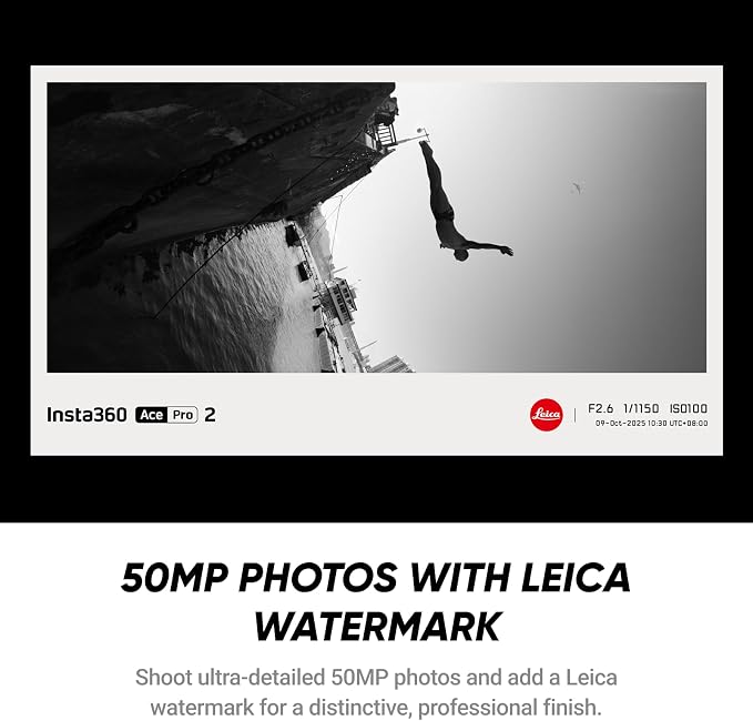 Insta360 Ace Pro 2 Flash Print Bundle - 8K Waterproof Action Camera Co-Engineered with Leica, 1/1.3" Sensor, Dual AI Chip, Leading Low Light, Xplorer Grip Pro Kit for Street Photography - Image 8
