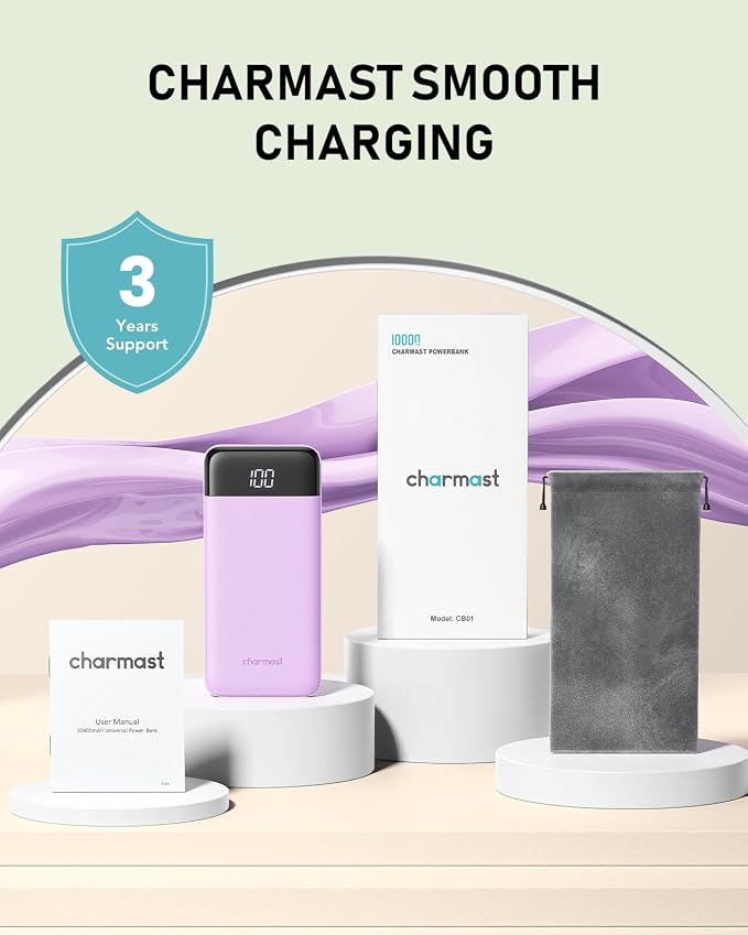 charmast Portable Charger Built-in Cables, 10000mAh Slim Power Bank Pocket | 22.5W Fast Charging Battery Pack for iPhone 17/16/15 Samsung Android, Flight-Approved, Multi-Device, USB-C, Daily Commute - Image 9
