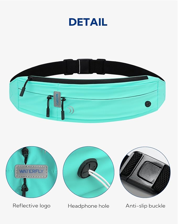 WATERFLY Running Belt Fanny Pack:Phone Holder Belt for Men Women | Lightweight, Soft and breathable fabric,SBS zipper, adjustable waist belt, Zero bounce, Suitable for running workout Fitness - Image 5