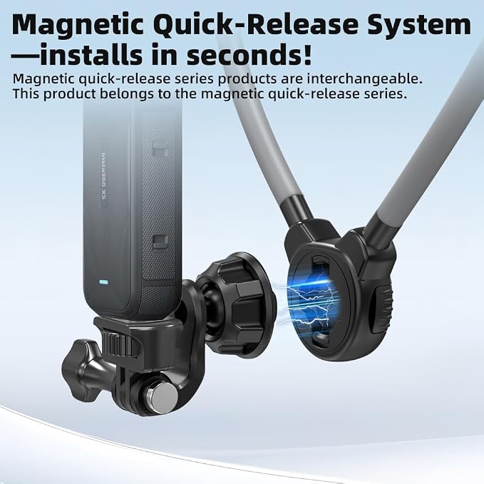 Magnetic Neck Mount for Action Camera, Quick Release Chest Holder Mount for Hands-Free POV/Vlog with Adjustable Chest Strap for Insta360 X5/X4/X3, Gopro 13/12/11, DJI Action 6/5pro/4, Nano and More - Image 2