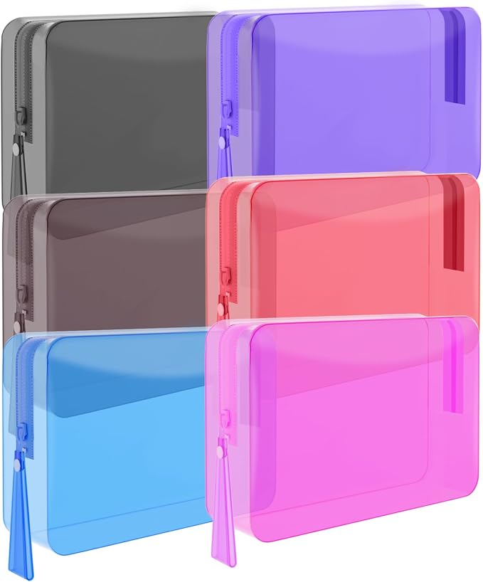 ZHOOGE 6 Pack Clear Cosmetic Bag Makeup Bags Toiletry Bag with Zipper and Handle, TSA Approved Clear Organizer Bags, PVC Cosmetic Pouch for Women and Men Fit Carry-on Travel Essentials by ZHOOGE