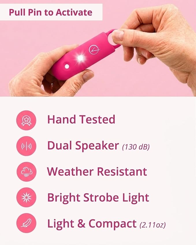 Vantamo Personal Alarm for Self Defense with Low Battery Notice, Strobe Light & Extra Loud 130 dB Double Speakers Safety Keychain Set for Women, Rechargeable Panic Button for Womens Self Defense - Image 6