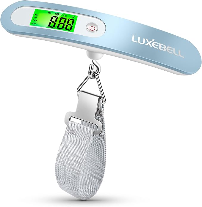 Digital Luggage Scale Vacation Travel Essentials Accessories Gifts for Traveler Portable Suitcase Handheld Weight Scale 110 lbs Hanging Baggage Travel Must Haves by Luxebell