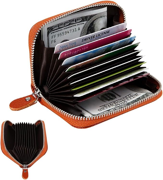 Women's RFID Blocking 12 Slots Credit Card Holder Leather Accordion Wallet - Image 2