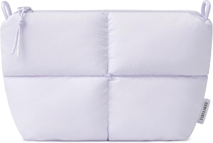 Comfyable Puffy Electronics Organizer Travel Case, Cute Tech Pouch for Women Men, Cable Storage Bag for Charger, Phone, Power Bank, Cord, Compact Tech Accessories Pouch, Lavender - Image 2