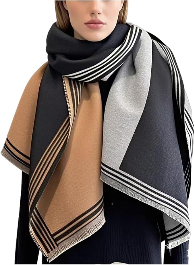 WaJuemy Winter Scarf for Women Dressy Evening Pashmina Shawl Wraps Open Front Poncho Blanket Fashion Travel Shawls Cape Wrap by WaJuemyFlagship