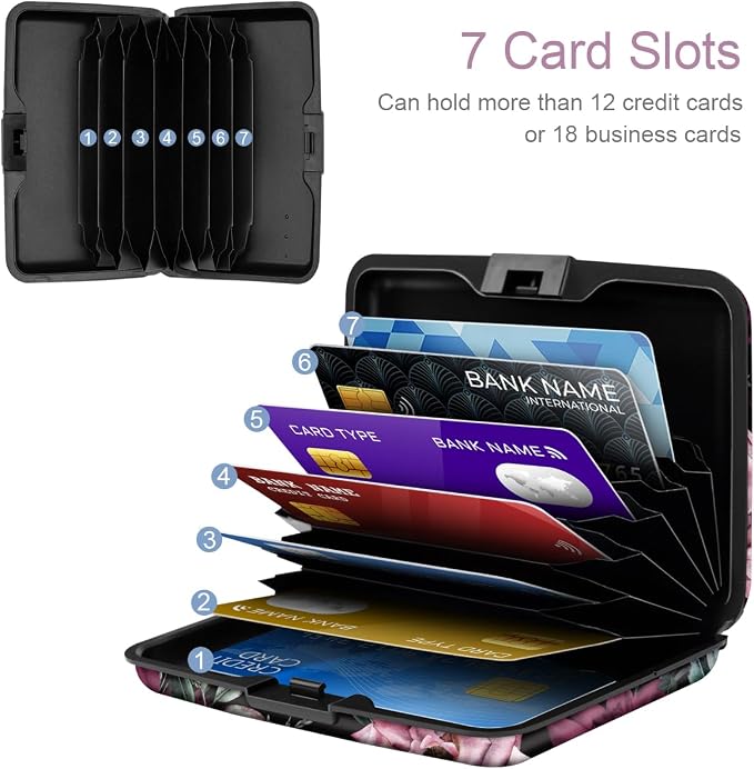 Coco Rossi Credit Card Holder RFID Aluminum Small Mini Wallet Women | Metal Wallet, Business Cards Holder, ID Case, Slim Sleeves, Womens Girls Gift, Carry Proof Wallets for Travel, Dark Roses - Image 3