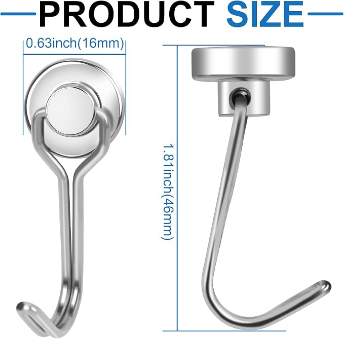 Swivel Swing Magnetic Hooks, 50PCS 30lbs Magnet Hook | Heavy Duty Strong Magnets Refrigerator Fridge Hanging for Classroom Beach Vacation Kitchen Grills Home - Image 2
