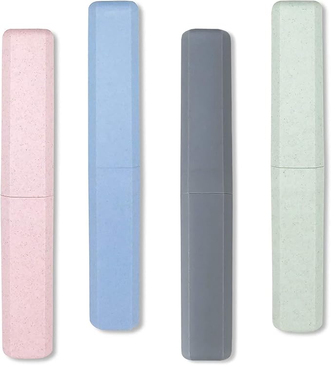 Mulbozy Travel Toothbrush Case, Portable Toothbrush Protector Cover, Breathable Wheat Straw Toothbrush Holder for Traveling, Camping, Business, Home, School, Gym, and More - 4 Packs by Mulbozy