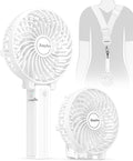 EasyAcc Handheld Fans [2x Crossbody Straps/2xDIY Stickers] for Portable Fan and Phones -Up to 10H Rechargeable Foldable Hand Desktop Fan for Home and Travel - White by EasyAcc