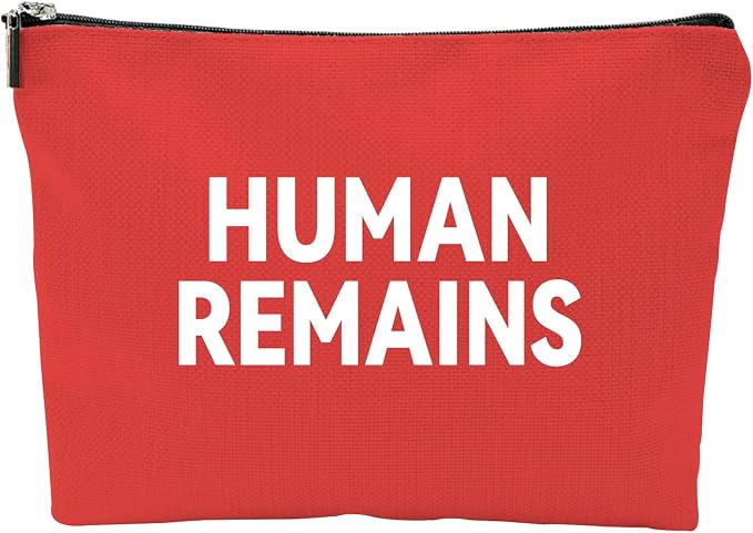 ZUYUROU Funny Human Remains Makeup Bag, Dark Humor True Crime Gifts for Women, Canvas Cosmetic Pouch for Travel and Purse Organization, Spooky Goth Novelty Zipper Pencil Case Red by ZUYUROU