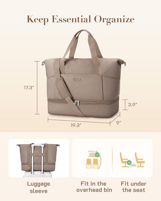 Missnine Weekender Bag for Women, Foldie Travel Bag Expandable with Shoes Compartment Travel Duffel 50L Carry on Overnight Gym - Image 5