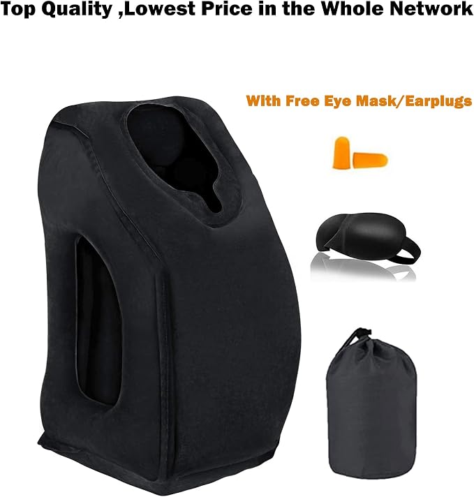 Inflatable Travel Pillows for Airplane, Blow Up Neck Pillow for Sleeping, Airplane Travel Essentials for Long Flight Support Head, Neck and Lumbar, Used for Car/Bus/Train/Office Rest, Adults Kids - Image 3