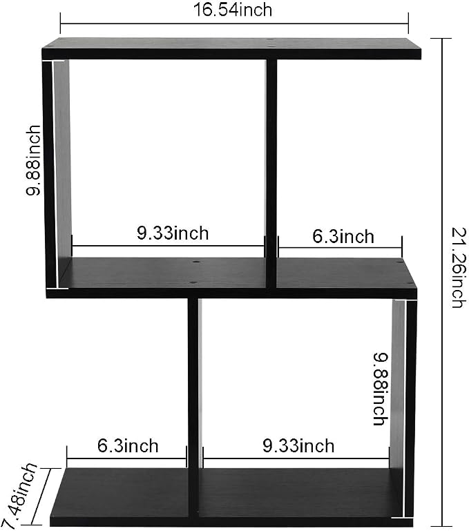 Desktop Shelf Freestanding Wooden Small Bookshelf Desk Supplies Organizers and Accessories Storage Display Rack Office Dorm Decor for Women, Black - Image 3