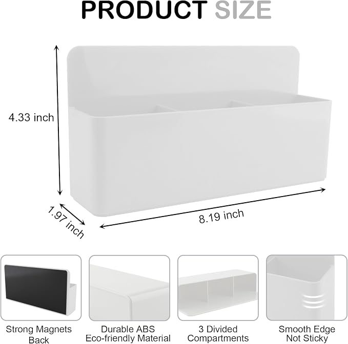 KITANIS Magnetic Pen Holder,3 Compartments Magnetic Dry Erase Marker Holder,Extra Strong Magnet Storage Marker Pen Pencil Organizer for Refrigerator,Whiteboard,Locker Accessories(Long Style) - Image 2