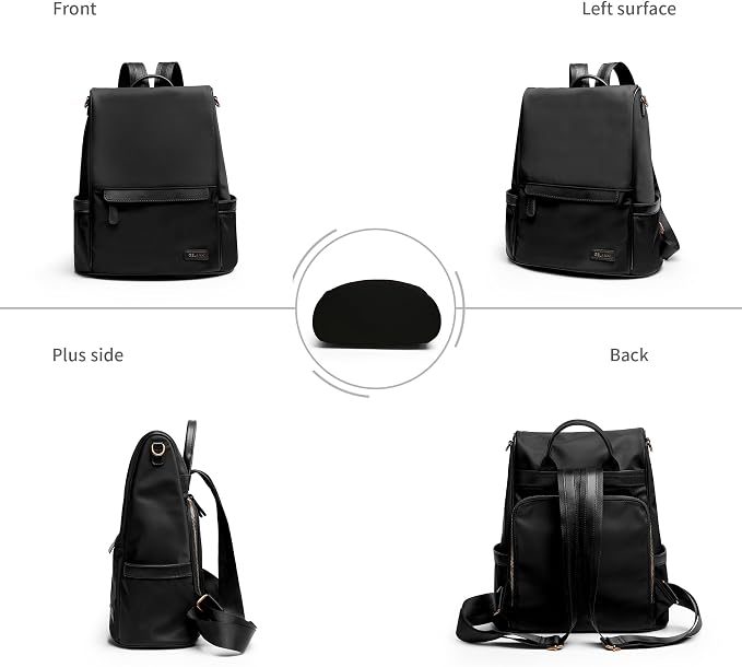 Anti Theft Backpack Purse for Women Lightweight Casual Travel Daypack Black - Image 4
