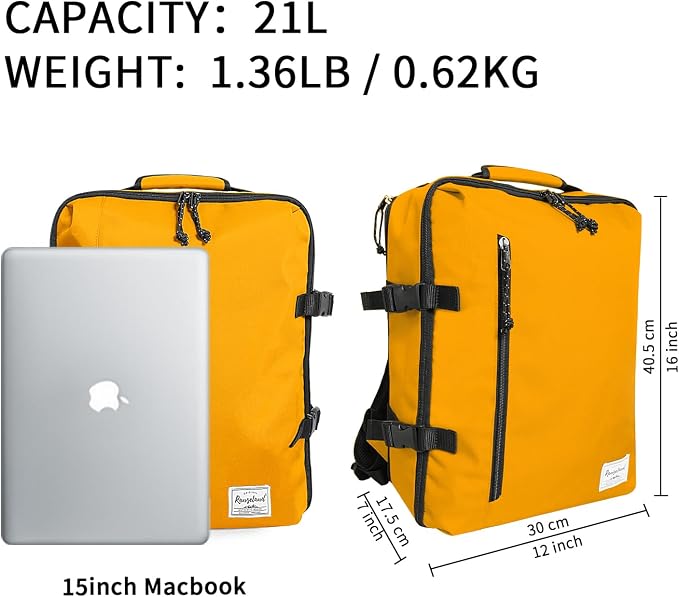 Lightweight Under-seat Backpack for Clothes Travel Overnight Women Men, 15.6 Laptop Minimalist Backpack, Stylish and Casual, Papaya - Image 3