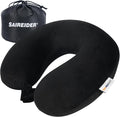 SAIREIDER Travel Pillow 100% Pure Memory Foam Travel Neck Pillow with Storage Bag, Airplane Pillow for Traveling、Car、Home、Office，Washable Cover（Black） by SAIREIDER
