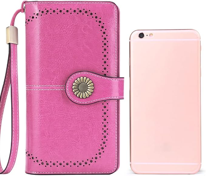 SENDEFN Wallets for Women Leather Credit Card Holder with RFID Blocking Large Capacity Wristlet | with RFID Blocking - Image 5