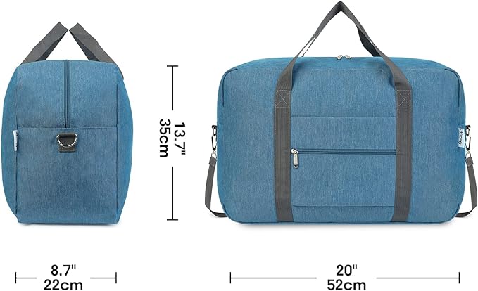 Narwey Carry on Luggage 22x14x9 Airline Approved Foldable Duffle Bag for Travel Packable Duffel Bag for Traveling Airplane for Women and Men 40L (Navy Blue (With Shoulder Strap)) - Image 4