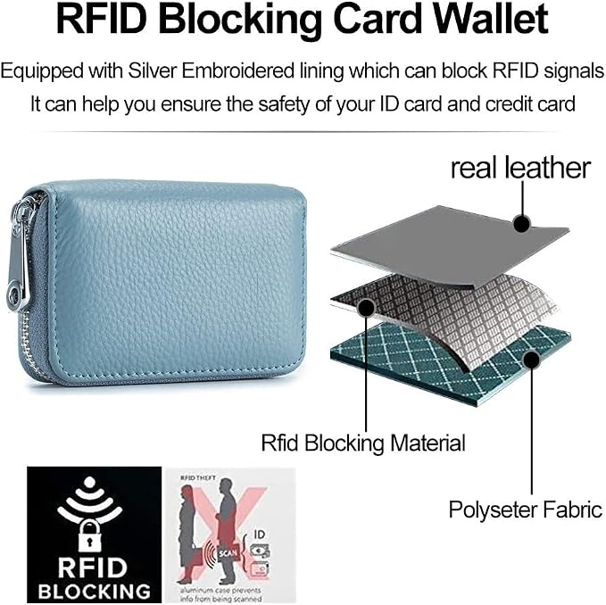 RFID Credit Card Holder Genuine Leather Credit Card Wallet with Zipper | RFID - Image 4