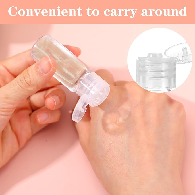12 PCS Travel Size Empty Sample Containers with Flip Cap, 15ml/0.5oz Clear Plastic Mini Travel Bottles Make up Sample Containers Tiny Bottles for Emollient Water Shampoo Shower Gel Lotion - Image 4