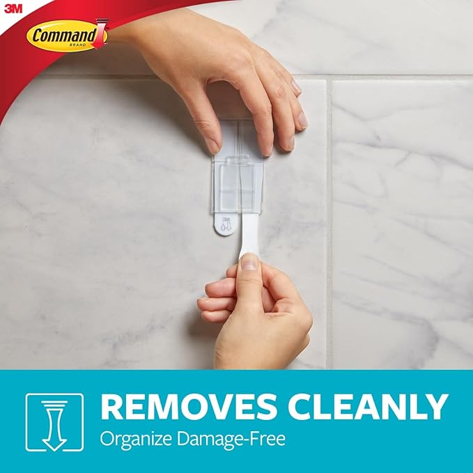 Command Wall and Cabinet Organizer, 1 Organizer, 4 Water-Resistant Strips | For Bathroom Organization, Water Resistant, Damage-Free Hanging with Adhesive Strip, No Tools - Image 7