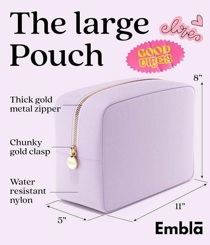 Embla Large Makeup Bag and Waterproof Nylon Travel Toiletry Bag, Large Capacity Cosmetic Zipper Pouch, Lavender - Image 2