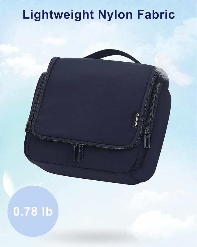 Relavel Hanging Toiletry Bag for Men, Travel Toiletries Bag Water-resistant Large Makeup Cosmetic Organizer Storage, Shaving Dopp Kit Shower Bathroom Hygiene Bags Travel Essentials (Navy Blue) - Image 7