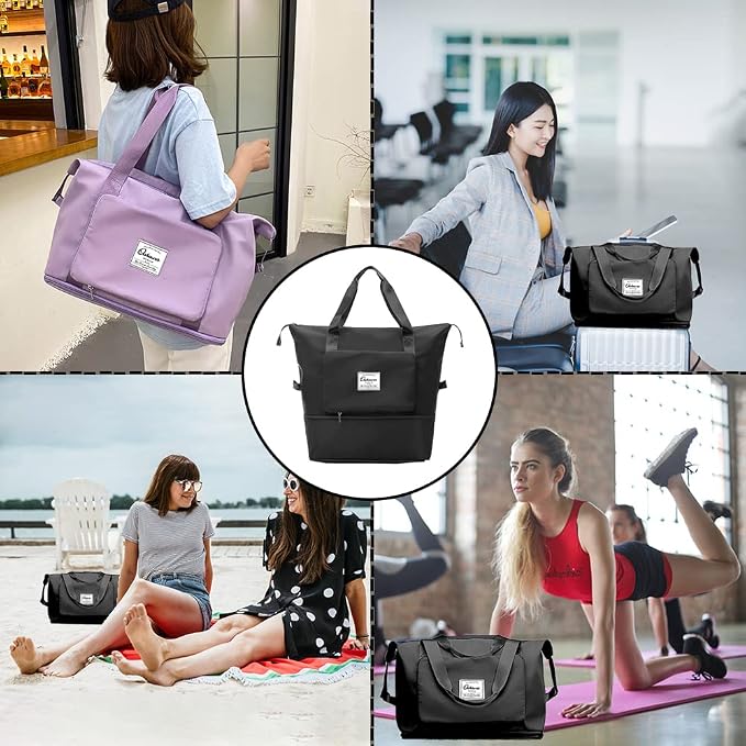Large Capacity Foldable Travel Bag | Expandable Portable Carry on Bag Dry&Wet Separation Sports Duffel Bag - Image 2