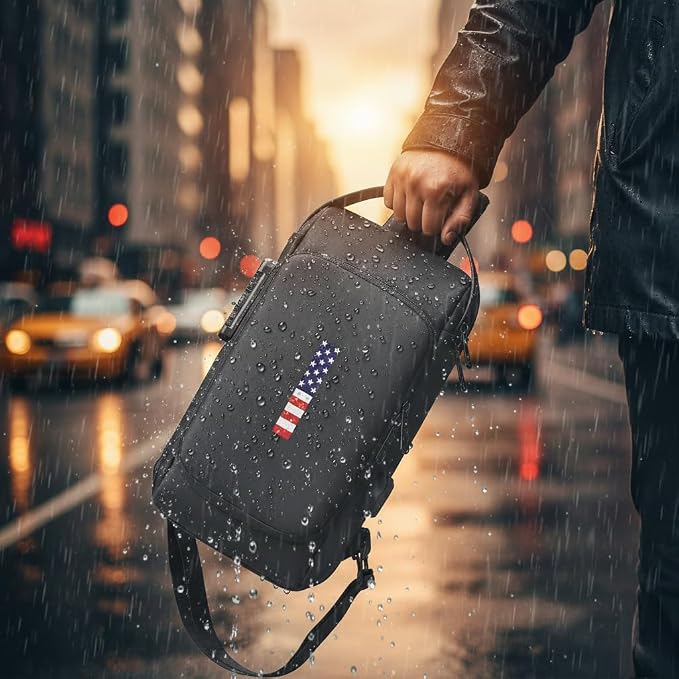 Anti-Theft Sling Bag for Men & Women | USA Flag Chest Shoulder Backpack | Waterproof Crossbody Daypack with USB Charging Port & Lock | Daily use, Travel, Working, Hiking, Cycling. (Grey or Black) - Image 5