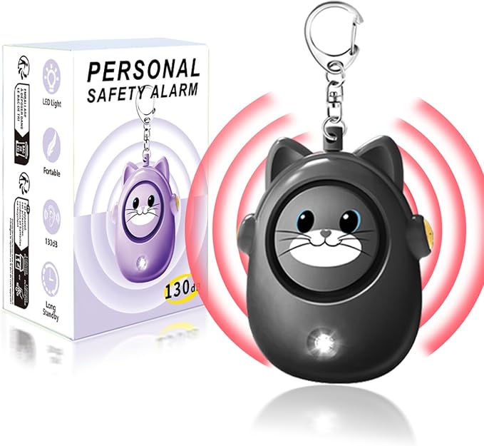 Personal Safety Alarm for Women by Women–Loud Siren, 130dB Loud Siren Keychain in a Variety of Colors, Cute Cat Design Security Device for Children, Elderly by SRTKBEU