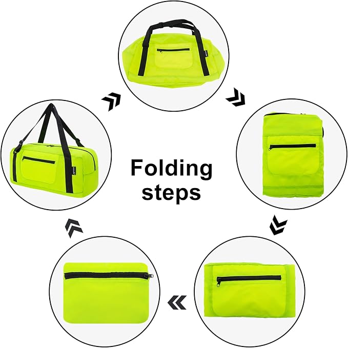 HOLYLUCK Foldable Travel Duffel Bag For Women & Men Luggage Great for Gym - Fluorescent yellow - Image 5
