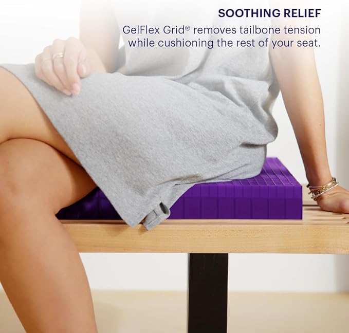 Purple Double Seat Cushion, Two-Sided Soft and Firm 2 Inch Gel Seat Cushion | GelFlex Grid for Office Chair, Car - Pressure-Reducing, Temperature-Neutral, No-Slip - Made in USA - Image 5