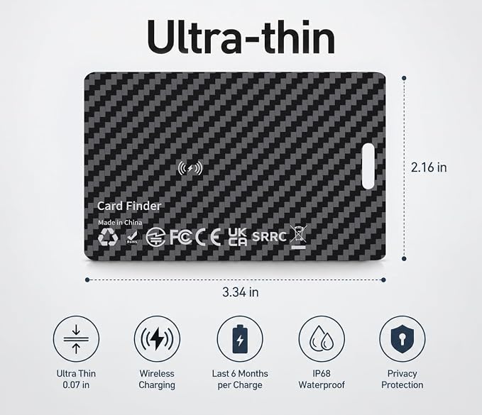 Wallet Tracker Card Compatible with Apple Find My (iOS Only) | Ultra-Slim 0.07 inches, Rechargeable Finder, IP68 Waterproof Tracking Card for Wallets, Luggage, Passport, Purse - Image 5