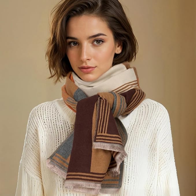WaJuemy Winter Scarf for Women Dressy Evening Pashmina Shawl Wraps Open Front Poncho Blanket Fashion Travel Shawls Cape Wrap - Image 3