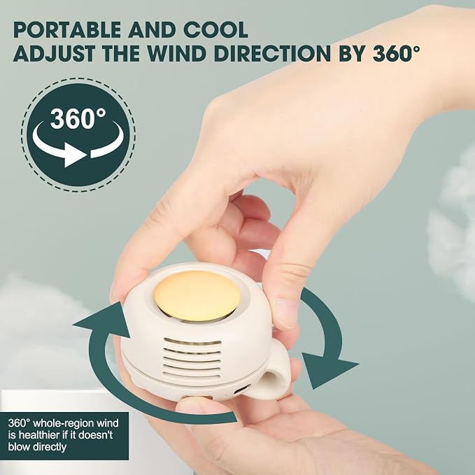 enterlent Portable Silent Mini Bladeless Electric Fan,Mini Whirlwind Fan for Waist Clip Fan(3-Speed),Hands-Free Neck Fan suitable for Outdoor & Travel & Office,Travel Accessories (White) - Image 5