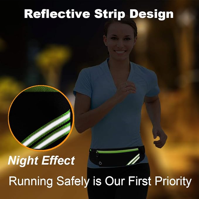 AIKENDO Slim Running Belt Fanny Pack Phone Holder Money Belt Women and Men | Waist Pack Bag for Hiking Cycling Workout Travelling, Reflective Runners Belt Jogging Pouch, Sport Gear Accessories - Image 5