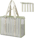 MOMINSIDE Beach Bags for Women Mesh Beach Bag - Large Grocery & Beach Tote Bag with Zipper, 2 Insulated Pocket, Hat & Towel Clips, Foldable Swim Bag Pool bag for Toys, Towels & Vacation Essentials by MOMINSIDE