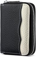 Linno RFID 20 Slots Credit Card Holder Genuine Leather Small Wallet for Women or Men with Zipper by Linno